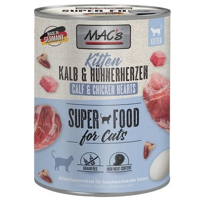 MAC's 6 x 800 g en latas para gatos MAC's 6 X 800 G En Latas Para Gatos -Catit Ventas 238796 pla macs katzenfutter kitten kalb huehnerherzen 800g hs 01 6