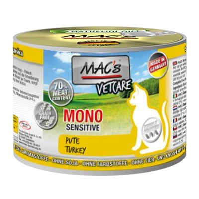 MAC's Mono Sensitive 6 x 200 g en latas para gatos MAC's Mono Sensitive 6 X 200 G En Latas Para Gatos -Catit Ventas 63596 pla macs cat sensitive vetcare pute 4