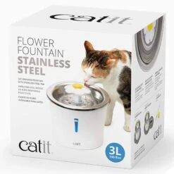 Catit Flower Fountain De Acero Inox LED 3L -Catit Ventas catit fonte mini flower em aco inoxidavel 3lt 646f29de5a162